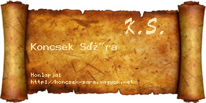 Koncsek Sára névjegykártya